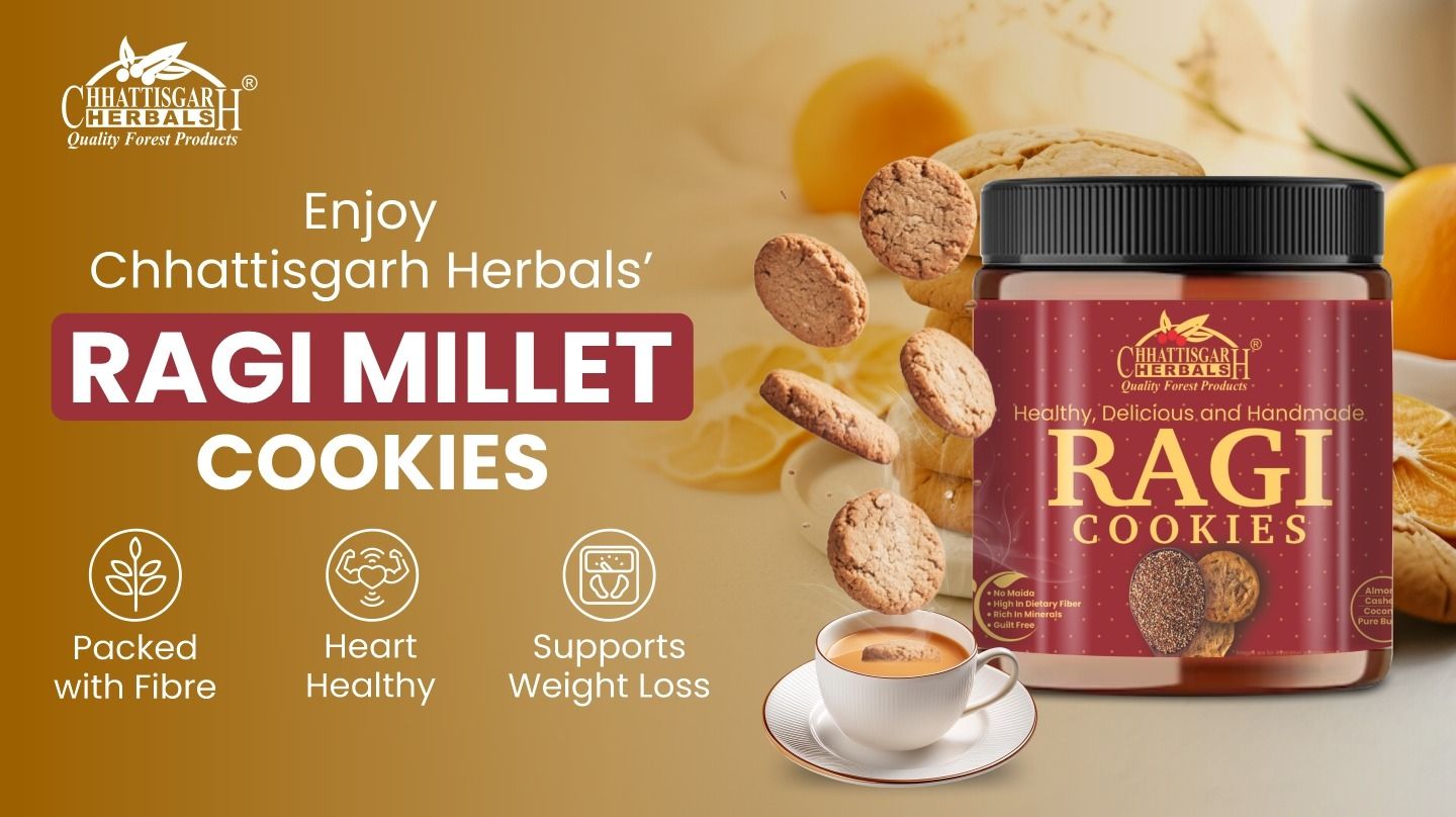 Chhattisgarh Herbals Ragi Millet Cookies Enjoy Chhattisgarh Herbals’ Ragi Millet Cookies – Packed with Fibre, Heart-Healthy, Supports Weight Loss, Buy Now