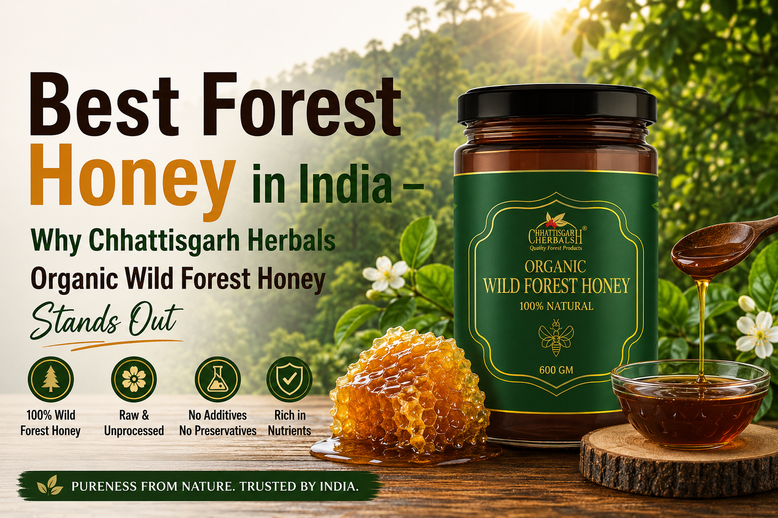 Best Forest Honey in India – Why Chhattisgarh Herbals Organic Wild Forest Honey Stands Out